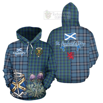 Falconer Tartan Hoodie Happy St. Andrew's Day Half Tartan Style