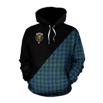 Falconer Tartan Cotton Hoodie with Family Crest and Military Logo Style