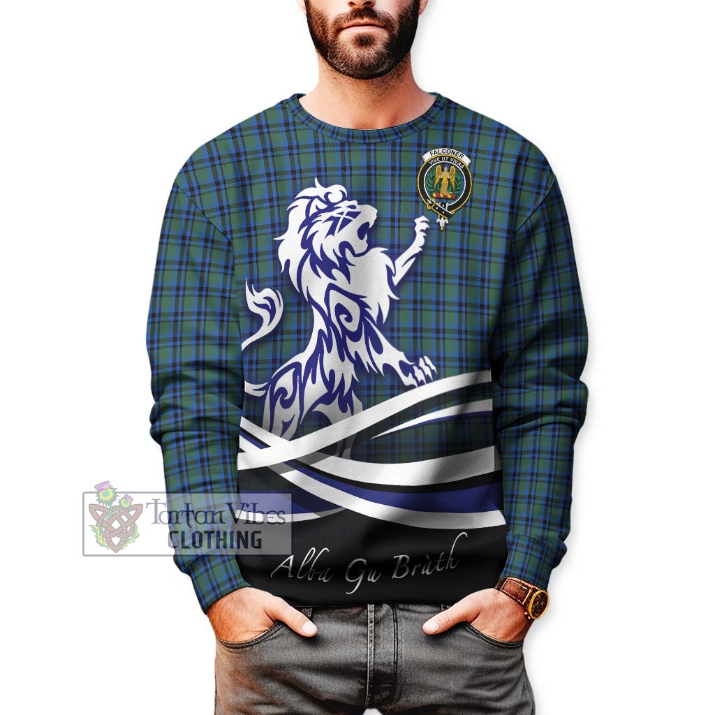 Tartan Vibes Clothing Falconer Tartan Sweatshirt with Alba Gu Brath Regal Lion Emblem