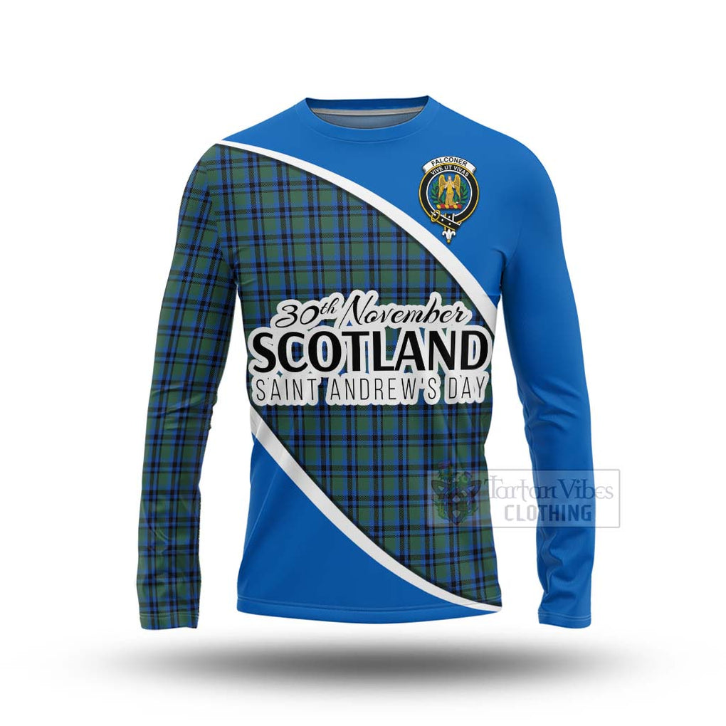 Tartan Vibes Clothing Falconer Family Crest Tartan Long Sleeve T-Shirt Celebrate Saint Andrew's Day in Style