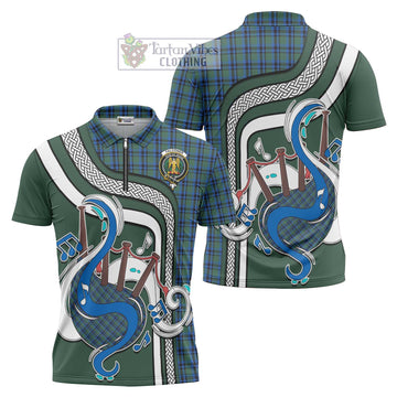 Falconer Tartan Zipper Polo Shirt with Epic Bagpipe Style