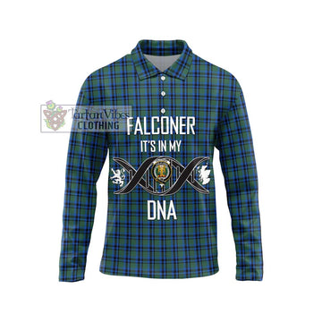 Falconer Tartan Long Sleeve Polo Shirt with Family Crest DNA In Me Style