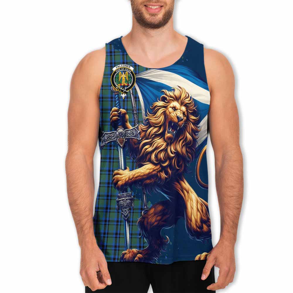 Tartan Vibes Clothing Falconer Tartan Family Crest Men's Tank Top with Scottish Majestic Lion