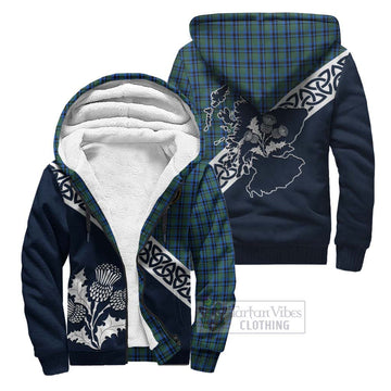 Falconer Tartan Sherpa Hoodie Featuring Thistle and Scotland Map