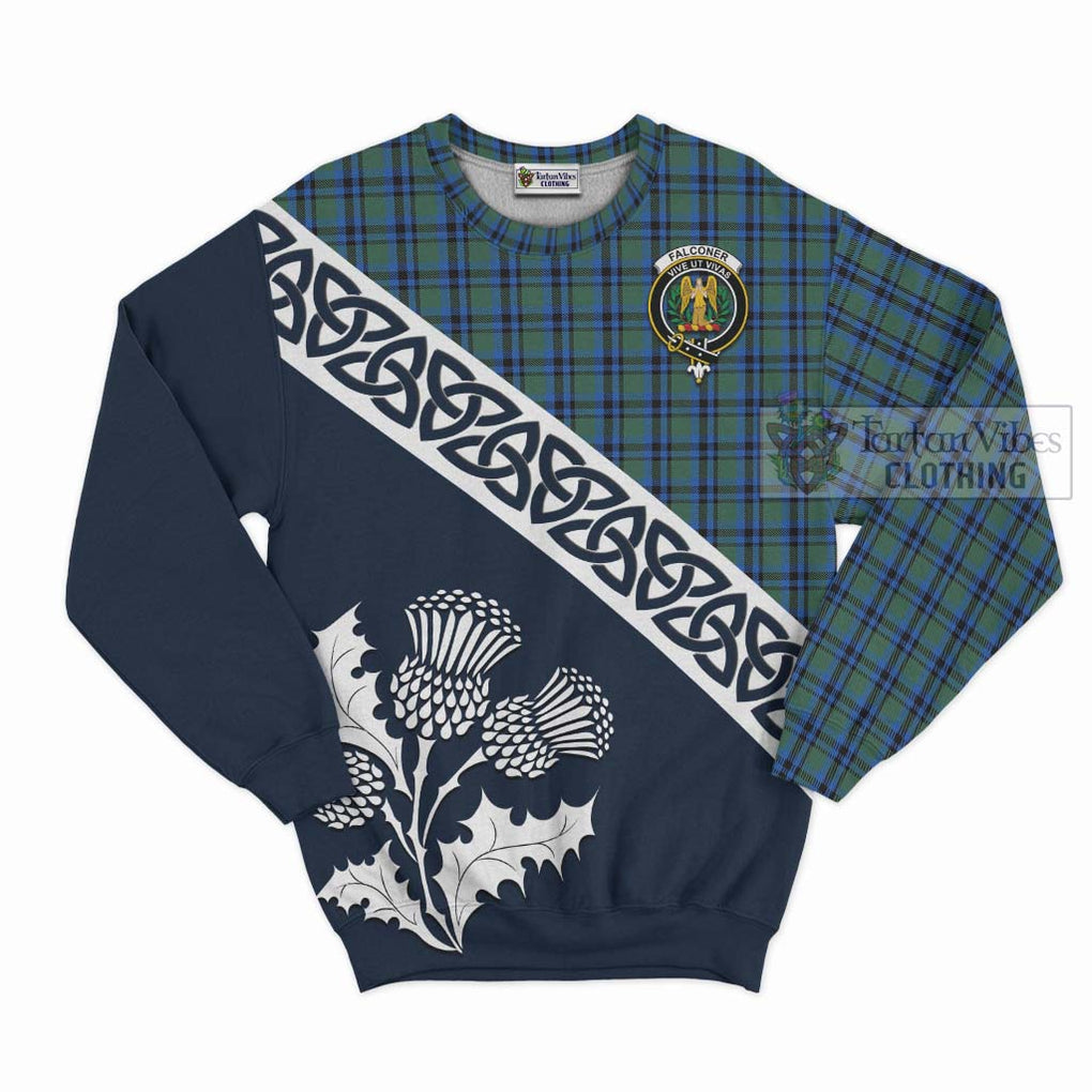 Tartan Vibes Clothing Falconer Tartan Sweatshirt Featuring Thistle and Scotland Map