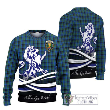 Falconer Tartan Ugly Sweater with Alba Gu Brath Regal Lion Emblem