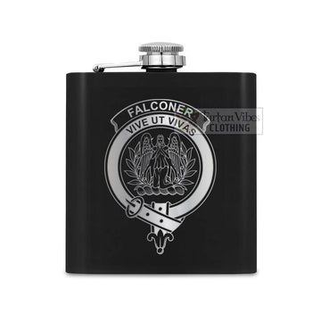 Falconer Crest Hip Flask Set 7oz Black Stainless Steel with A Gift Box