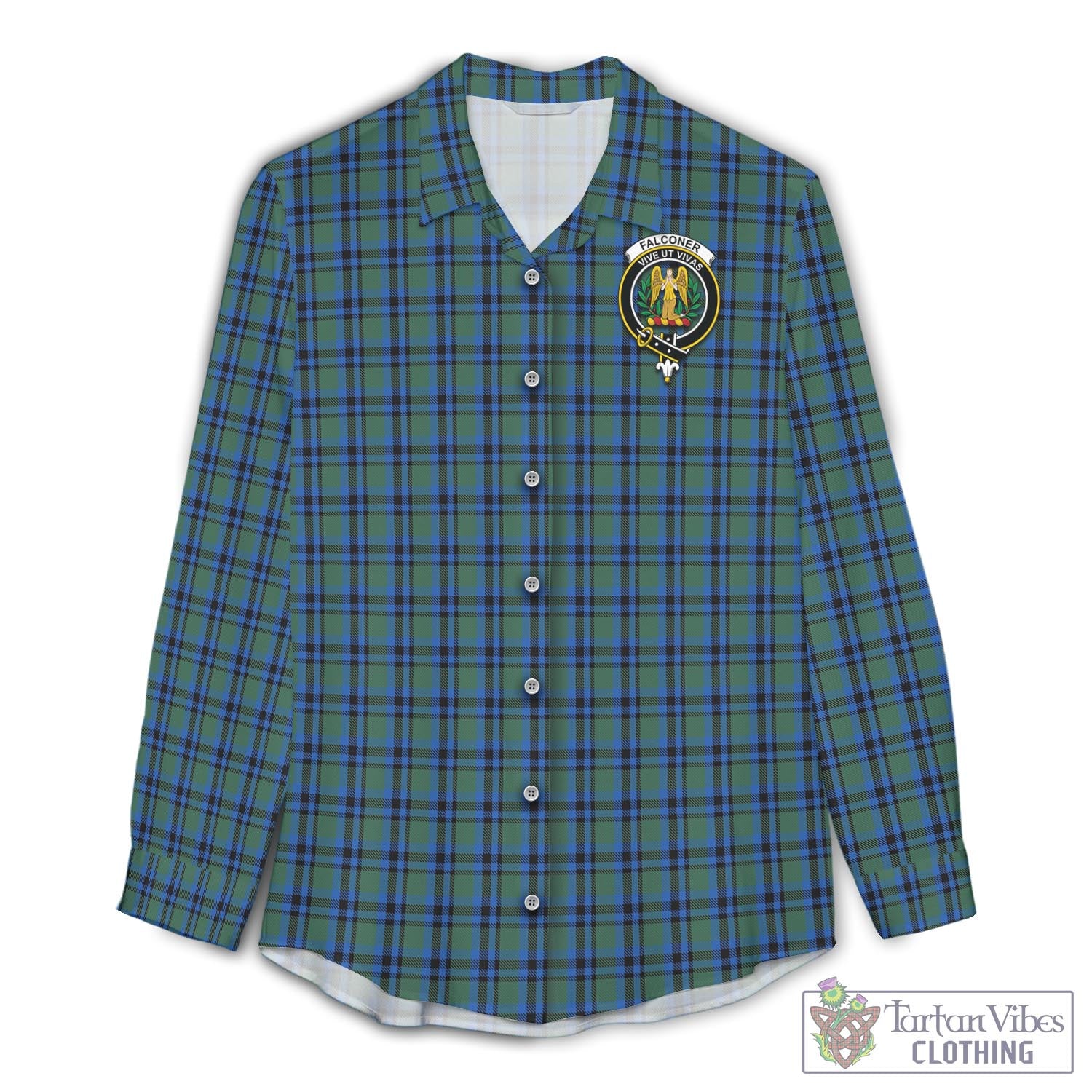 Tartan Vibes Clothing Falconer Tartan Womens Casual Shirt with Family Crest