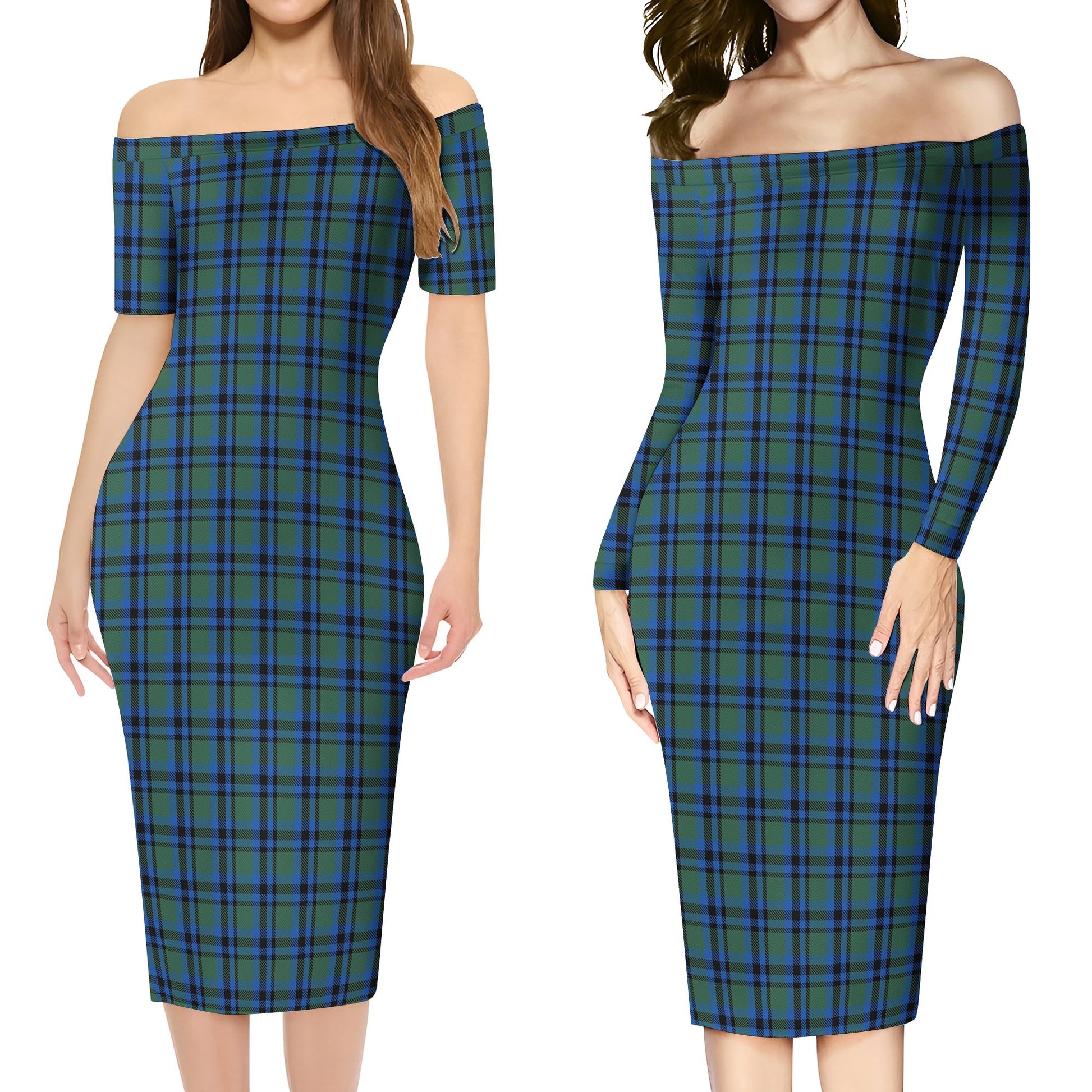 Falconer Tartan Off Shoulder Lady Dress Women's Dress - Tartanvibesclothing