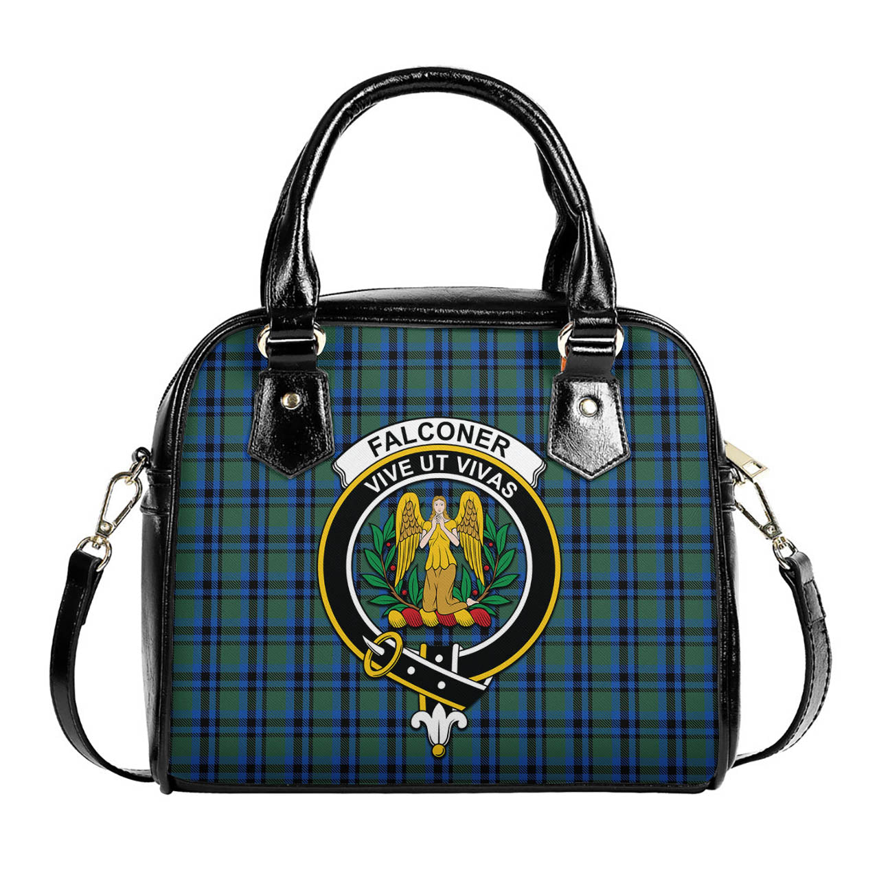 Falconer Tartan Shoulder Handbags with Family Crest One Size 6*25*22 cm - Tartanvibesclothing