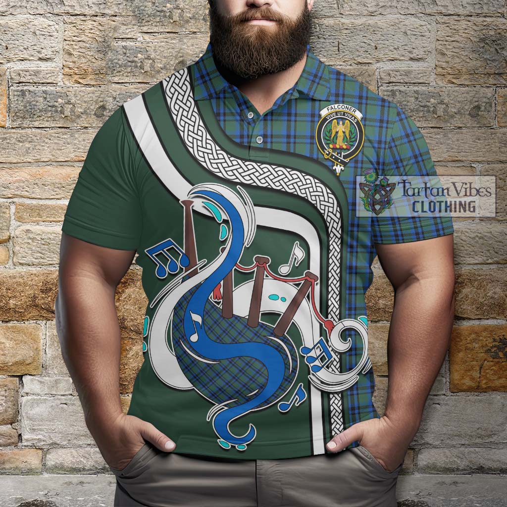 Tartan Vibes Clothing Falconer Tartan Polo Shirt with Epic Bagpipe Style