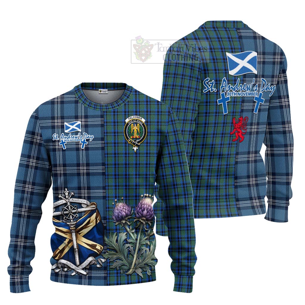 Tartan Vibes Clothing Falconer Tartan Knitted Sweater Happy St. Andrew's Day Half Tartan Style