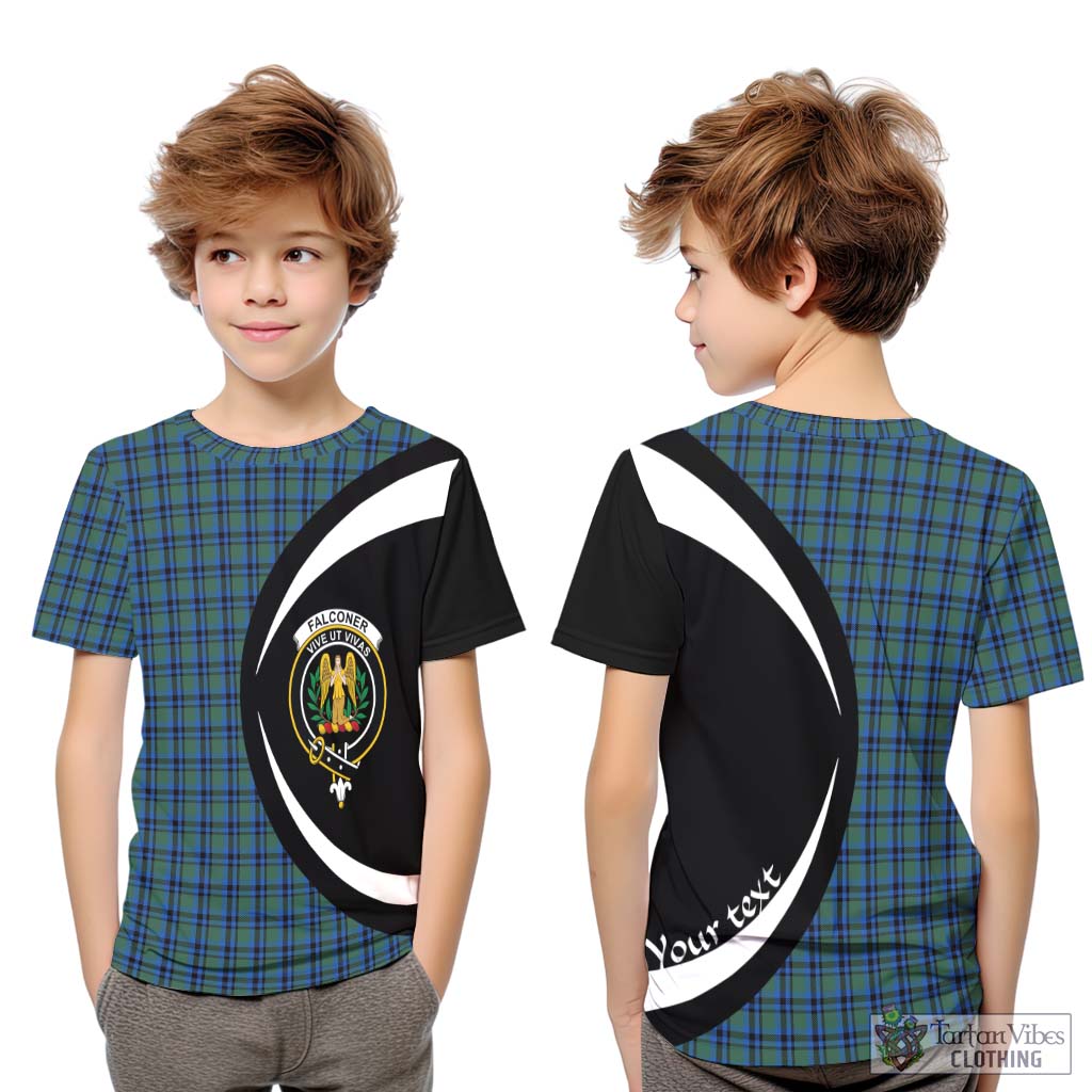 Falconer Tartan Kid T-Shirt with Family Crest Circle Style Youth XL Size14 - Tartan Vibes Clothing