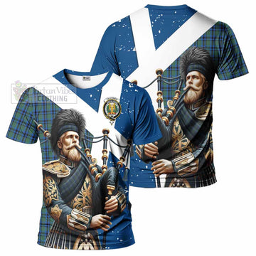 Falconer Tartan T-Shirt with Family Crest Scottish Bagpiper Vibes