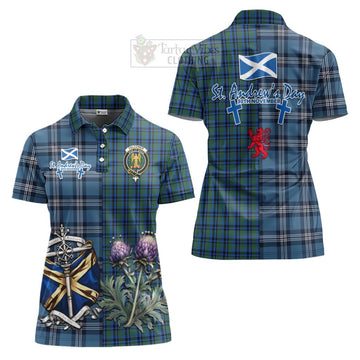 Falconer Tartan Women's Polo Shirt Happy St. Andrew's Day Half Tartan Style