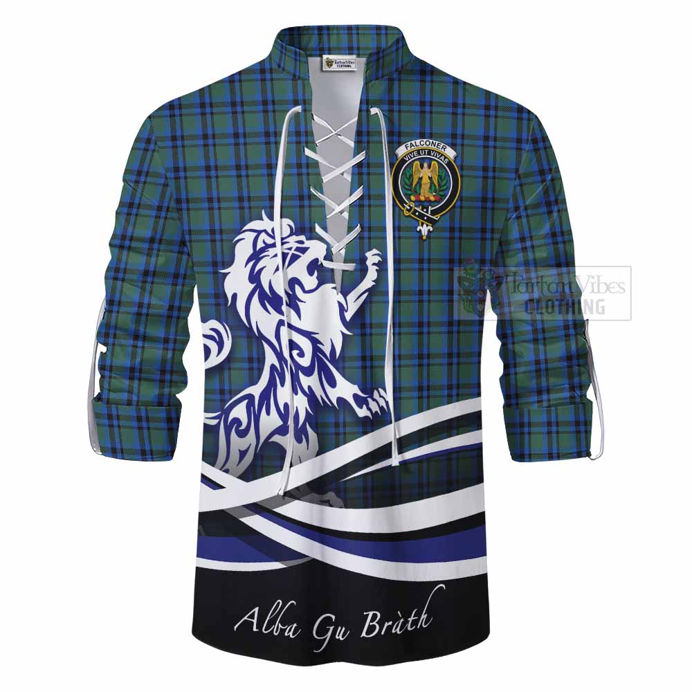 Tartan Vibes Clothing Falconer Tartan Ghillie Kilt Shirt with Alba Gu Brath Regal Lion Emblem