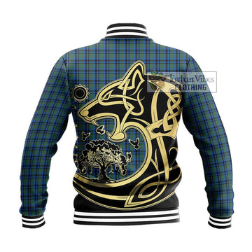 Falconer Tartan Baseball Jacket with Family Crest Celtic Wolf Style