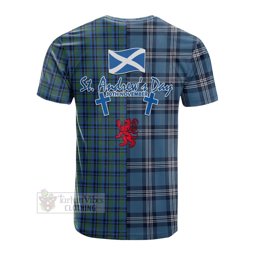 Tartan Vibes Clothing Falconer Tartan Cotton T-shirt Happy St. Andrew's Day Half Tartan Style