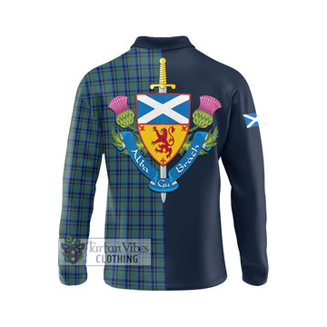 Falconer Tartan Long Sleeve Polo Shirt Alba with Scottish Lion Royal Arm Half Style