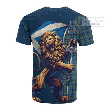 Falconer Tartan Family Crest Cotton T-shirt with Scottish Majestic Lion