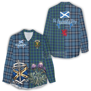 Falconer Tartan Women's Casual Shirt Happy St. Andrew's Day Half Tartan Style