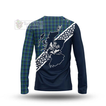 Falconer Tartan Long Sleeve T-Shirt Featuring Thistle and Scotland Map