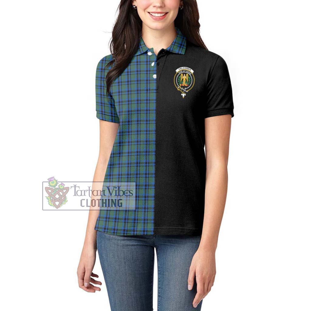 Tartan Vibes Clothing Falconer Tartan Women's Polo Shirt with Family Crest and Half Of Me Style