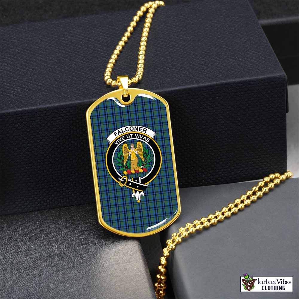 Tartan Vibes Clothing Falconer Tartan Dog Tag Necklace with Family Crest