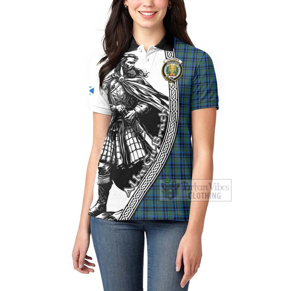 Tartan Vibes Clothing Falconer Tartan Clan Crest Women's Polo Shirt with Highlander Warrior Celtic Style