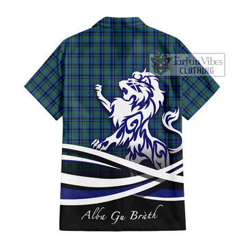 Falconer Tartan Short Sleeve Button Shirt with Alba Gu Brath Regal Lion Emblem