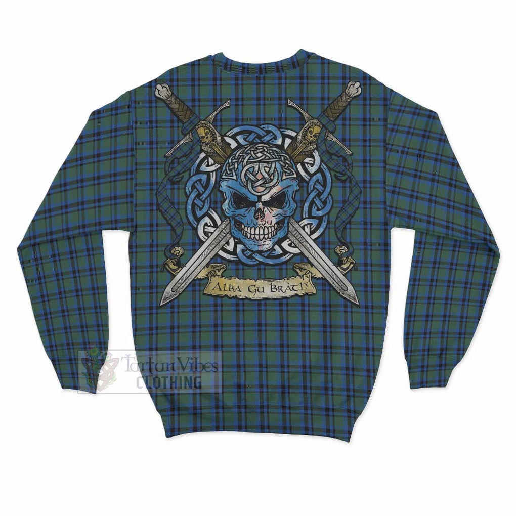 Tartan Vibes Clothing Falconer Tartan Sweatshirt with Family Crest Celtic Skull Style