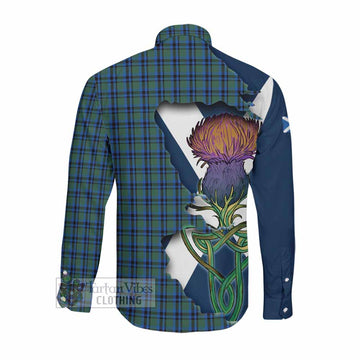 Falconer Tartan Family Crest Long Sleeve Button Shirt Scottish Thistle Celtic Inspired Men's Shirt - Tartan Vibes Clothing