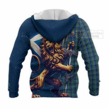 Falconer Tartan Family Crest Knitted Hoodie with Scottish Majestic Lion