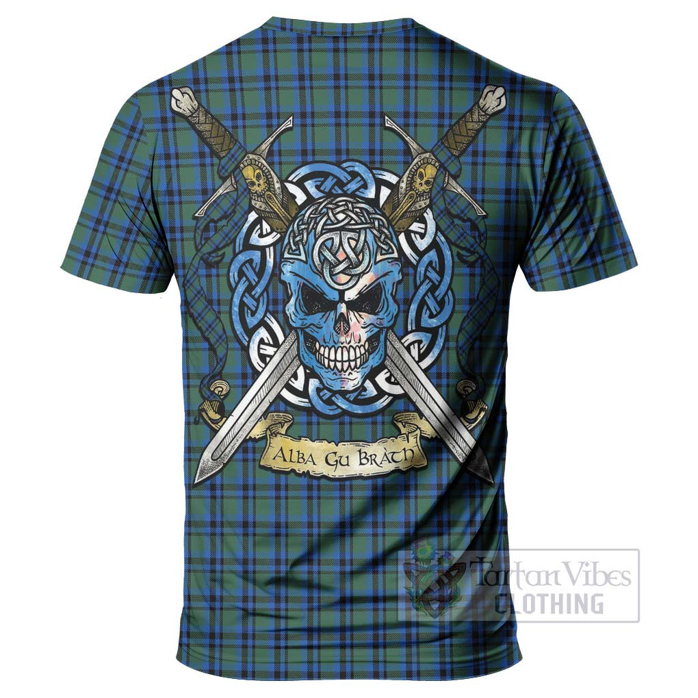 Tartan Vibes Clothing Falconer Tartan T-Shirt with Family Crest Celtic Skull Style