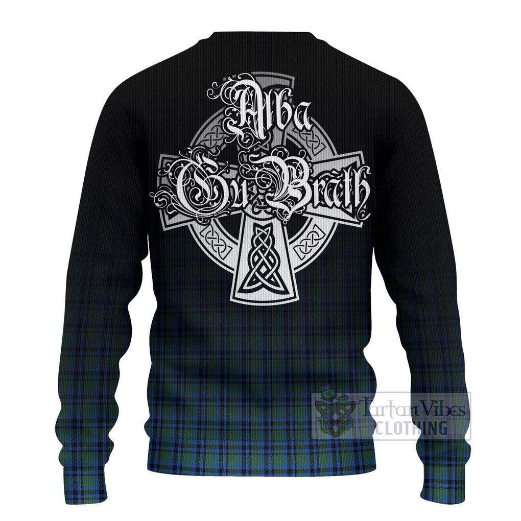 Tartan Vibes Clothing Falconer Tartan Knitted Sweater Featuring Alba Gu Brath Family Crest Celtic Inspired