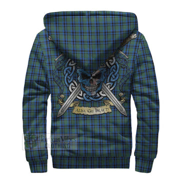 Falconer Tartan Sherpa Hoodie with Family Crest Celtic Skull Style