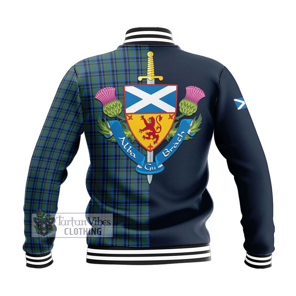 Tartan Vibes Clothing Falconer Tartan Baseball Jacket with Scottish Lion Royal Arm Half Style