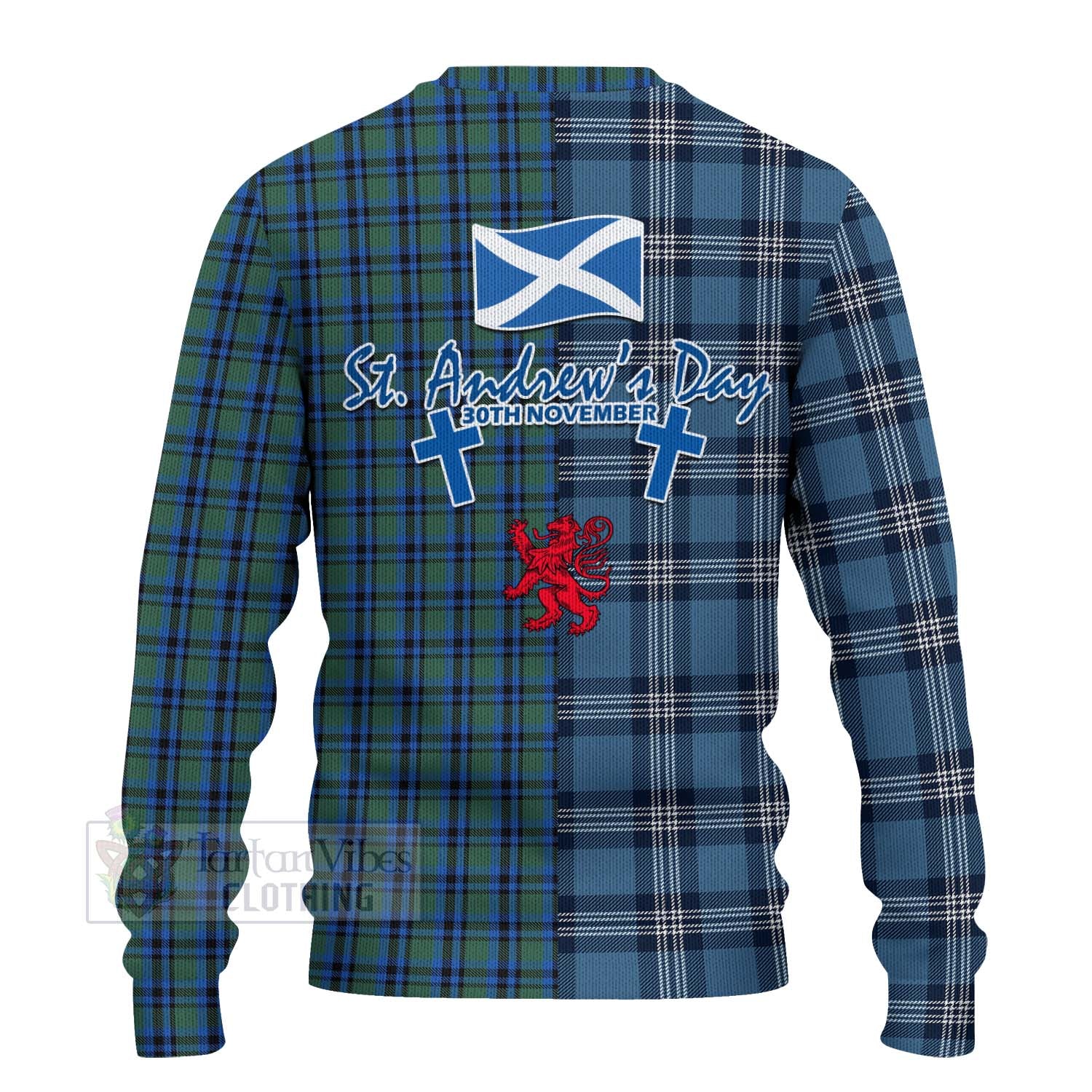 Tartan Vibes Clothing Falconer Tartan Knitted Sweater Happy St. Andrew's Day Half Tartan Style