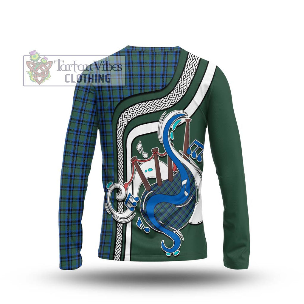 Tartan Vibes Clothing Falconer Tartan Long Sleeve T-Shirt with Epic Bagpipe Style