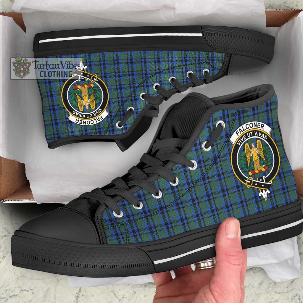 Tartan Vibes Clothing Falconer Tartan High Top Shoes with Family Crest