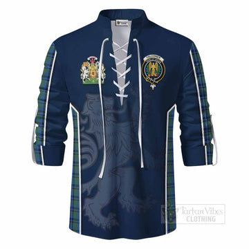 Falconer Tartan Ghillie Kilt Shirt with Family Crest and Lion Rampant Vibes Sport Style