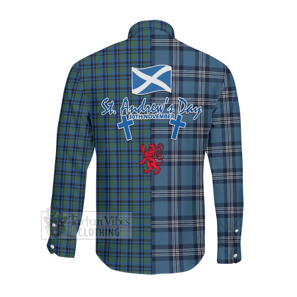 Tartan Vibes Clothing Falconer Tartan Long Sleeve Button Shirt Happy St. Andrew's Day Half Tartan Style