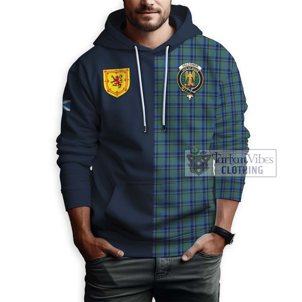 Tartan Vibes Clothing Falconer Tartan Hoodie with Scottish Lion Royal Arm Half Style