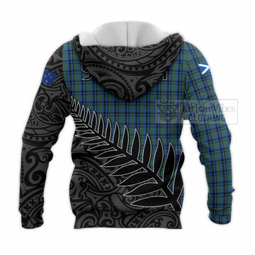 Falconer Crest Tartan Knitted Hoodie with New Zealand Silver Fern Half Style