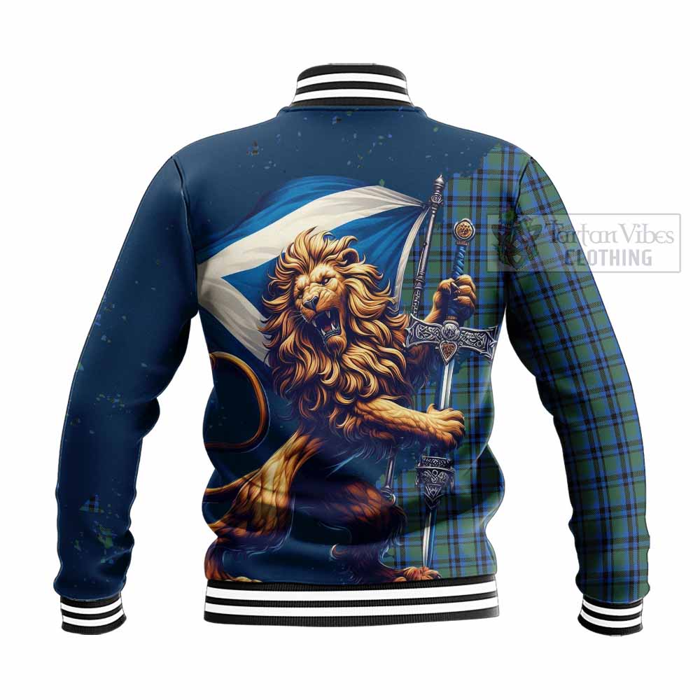 Tartan Vibes Clothing Falconer Tartan Family Crest Baseball Jacket with Scottish Majestic Lion