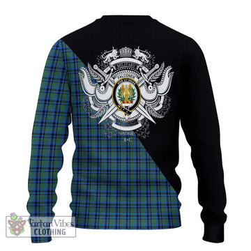 Falconer Tartan Ugly Sweater with Family Crest and Military Logo Style