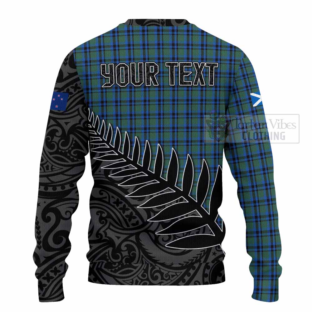 Tartan Vibes Clothing Falconer Crest Tartan Knitted Sweater with New Zealand Silver Fern Half Style