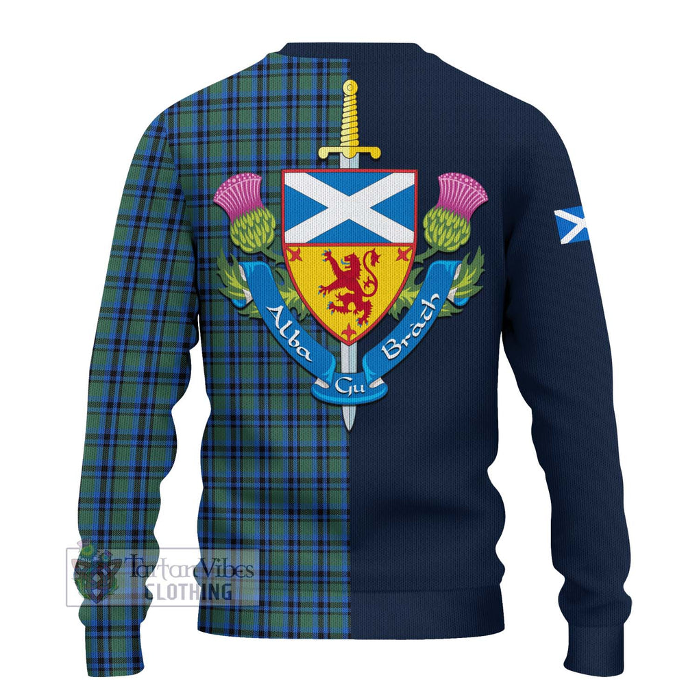 Tartan Vibes Clothing Falconer Tartan Knitted Sweater with Scottish Lion Royal Arm Half Style