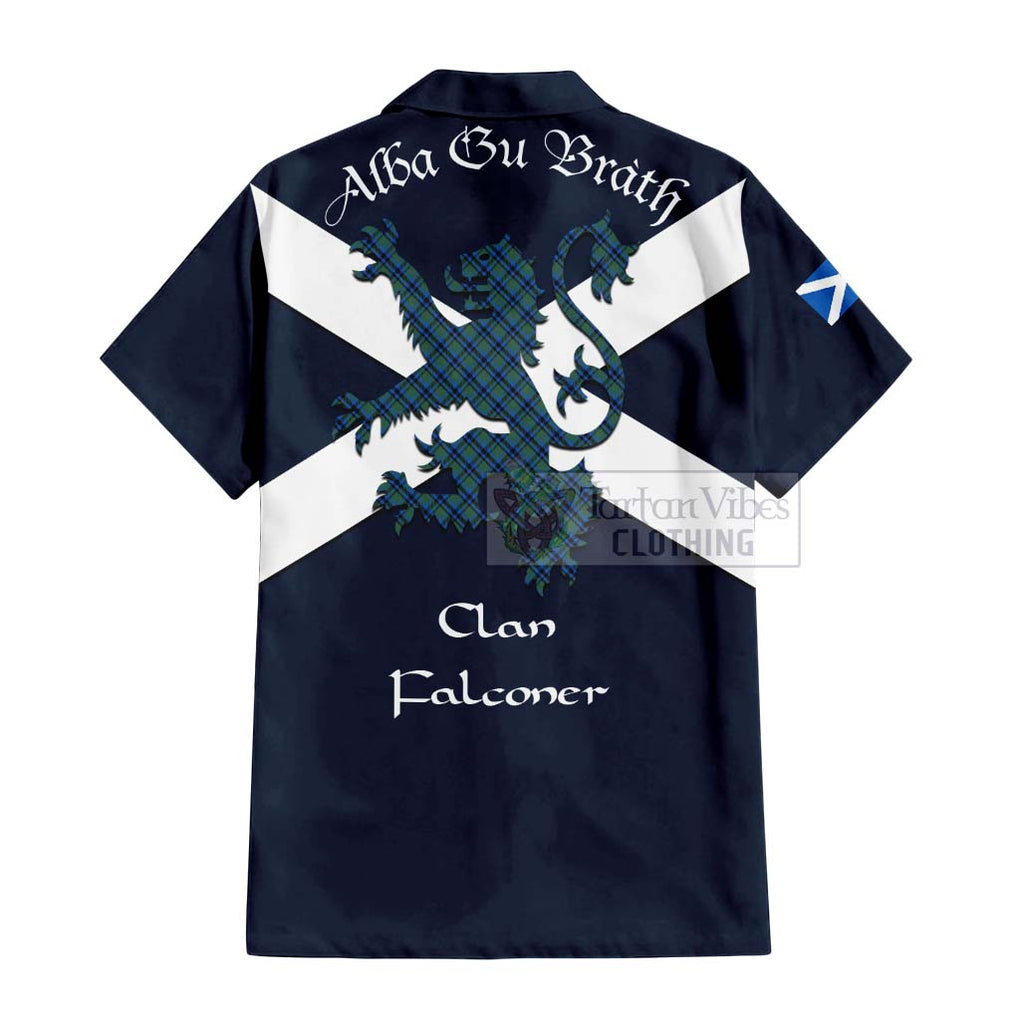 Tartan Vibes Clothing Falconer Tartan Lion Rampant Short Sleeve Button Shirt – Proudly Display Your Heritage with Alba Gu Brath and Clan Name