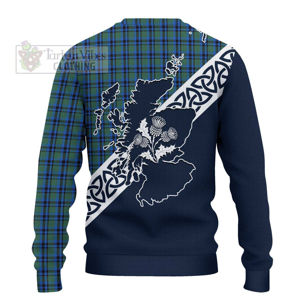 Tartan Vibes Clothing Falconer Tartan Knitted Sweater Featuring Thistle and Scotland Map